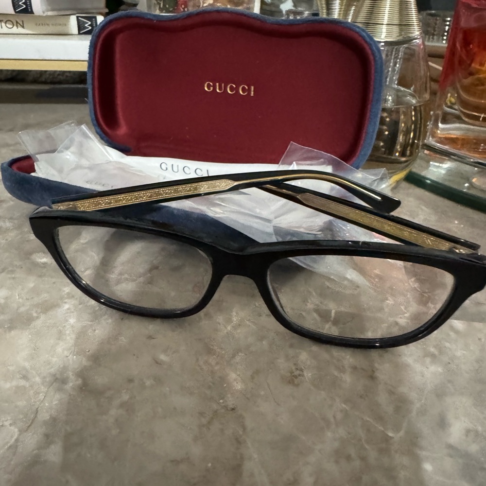 Gucci Black and Gold Eyeglasses